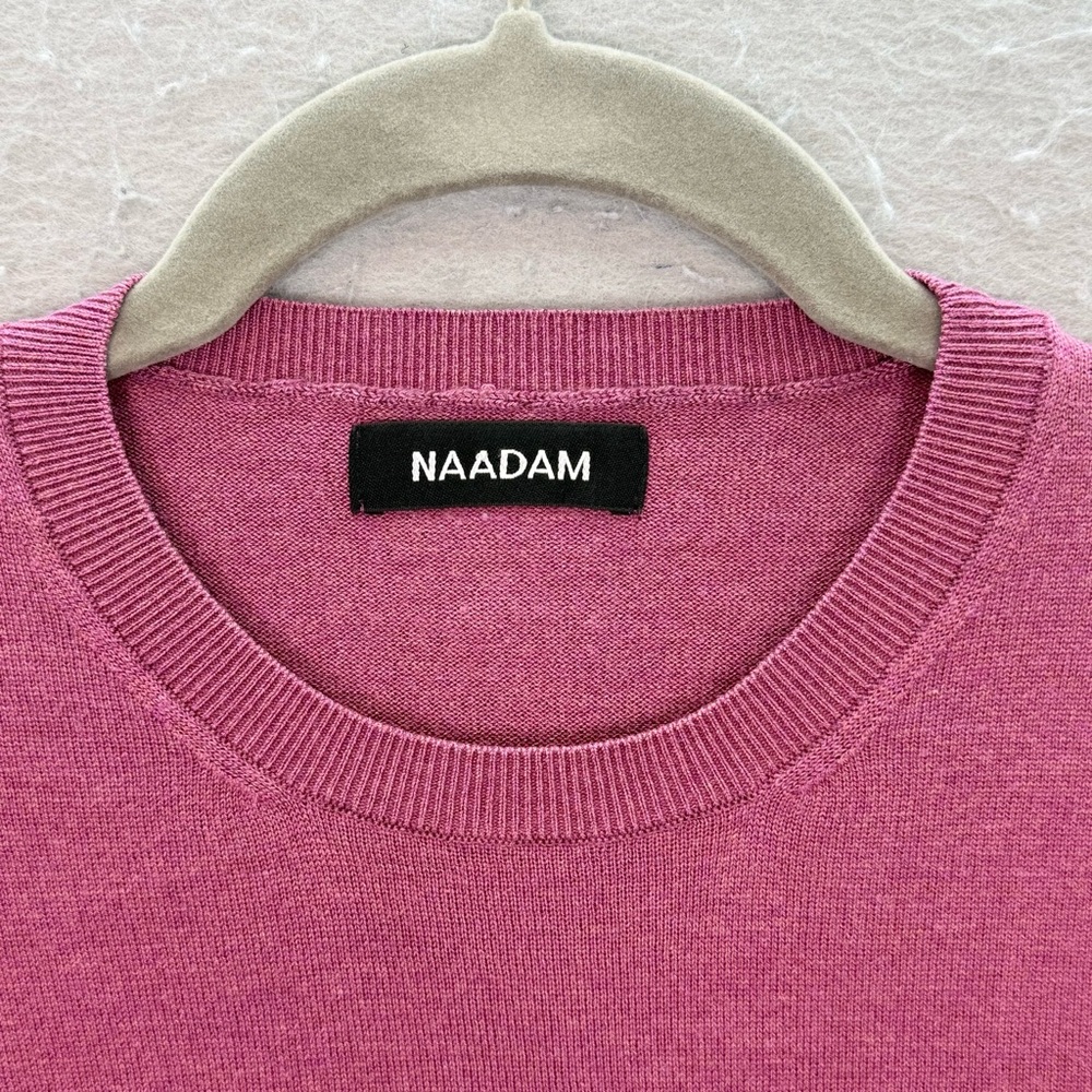 NAADAM -women’s Silk Cashmere crewneck lightweight sweater heather pink top SZ S - Picture 3 of 5